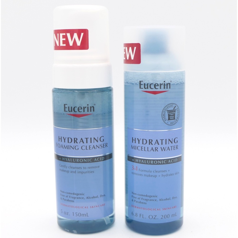 Eucerin Hydrating Micellar Water 5oz & Foaming Cleanser w/ Hyaluronic Acid 6.8oz